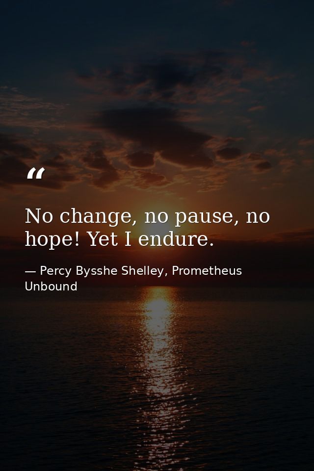 No change, no pause, no hope! Yet I endure. — Percy Bysshe Shelley, Prometheus Unbound