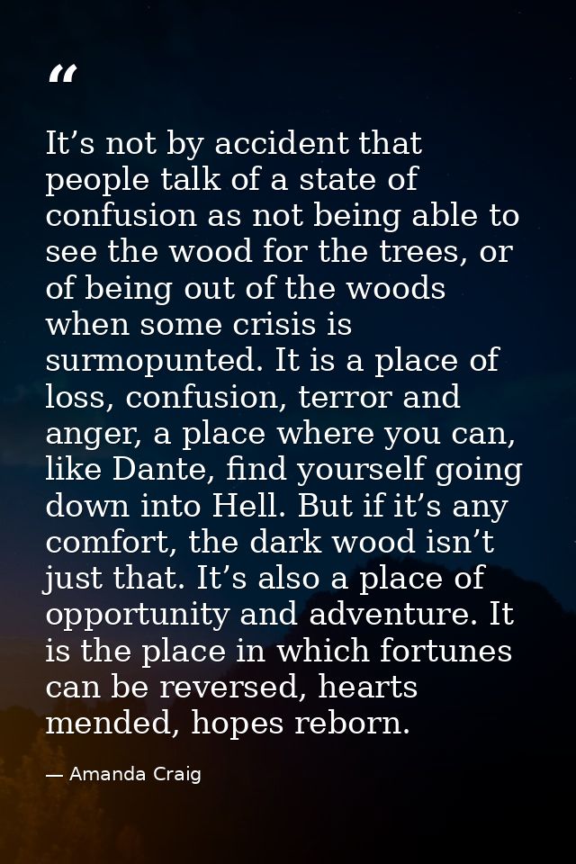 It’s not by accident that people talk of a state of confusion as not being able to see the wood for the trees, or of bei — Amanda Craig