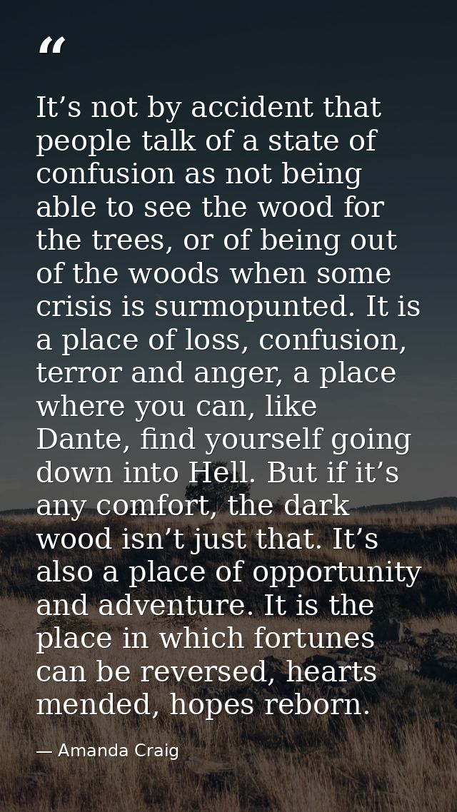 It’s not by accident that people talk of a state of confusion as not being able to see the wood for the trees, or of bei — Amanda Craig