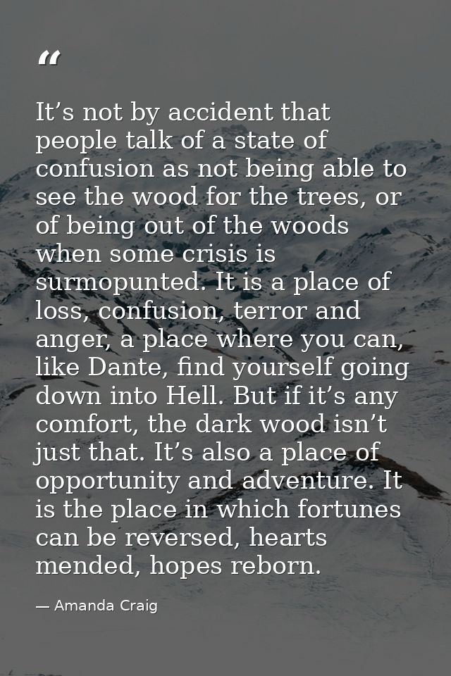 It’s not by accident that people talk of a state of confusion as not being able to see the wood for the trees, or of bei — Amanda Craig