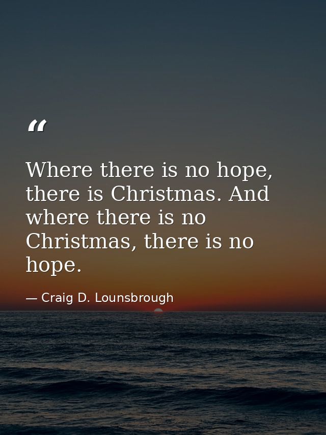 Where there is no hope, there is Christmas. And where there is no Christmas, there is no hope. — Craig D. Lounsbrough