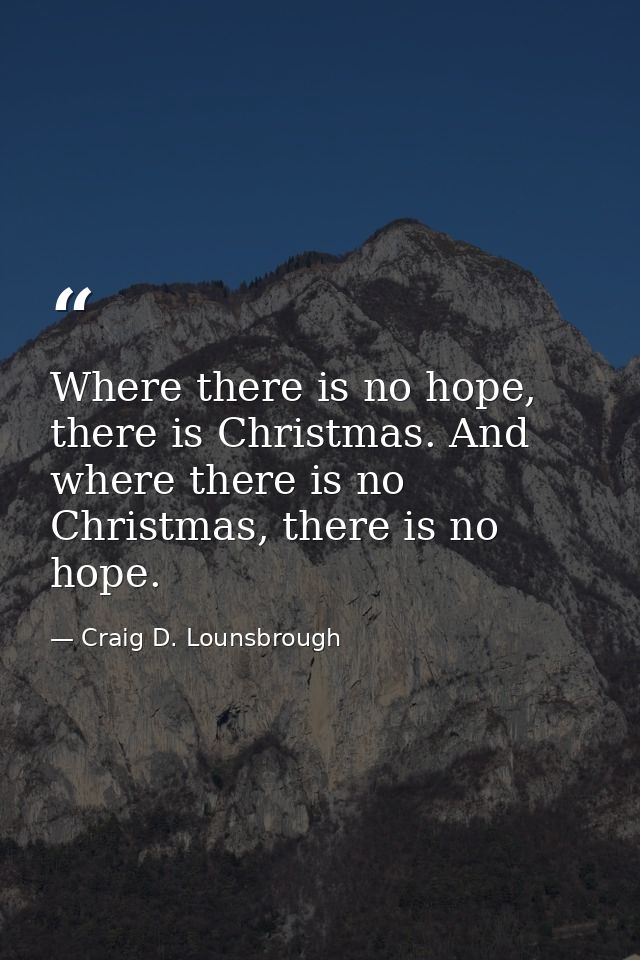 Where there is no hope, there is Christmas. And where there is no Christmas, there is no hope. — Craig D. Lounsbrough