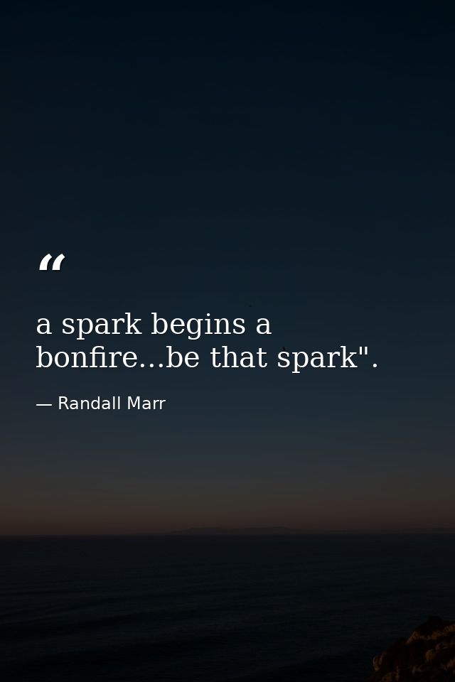 a spark begins a bonfire...be that spark". — Randall Marr