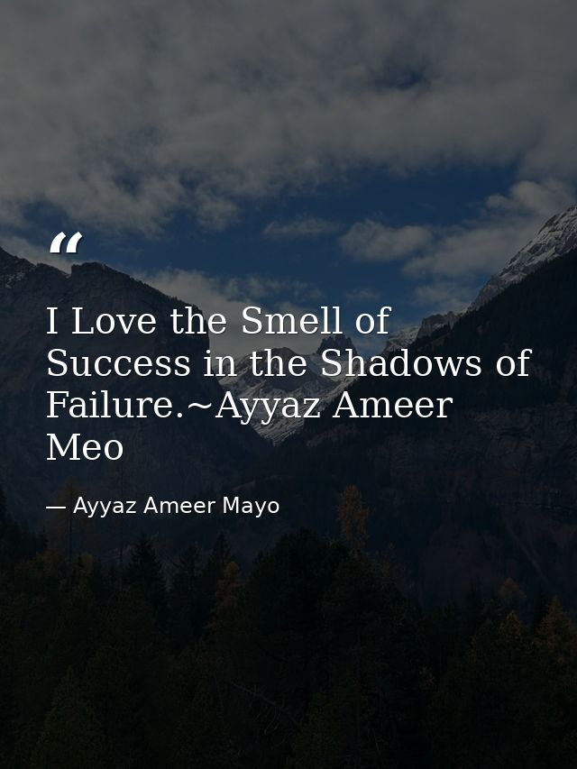 I Love the Smell of Success in the Shadows of Failure.~Ayyaz Ameer Meo — Ayyaz Ameer Mayo