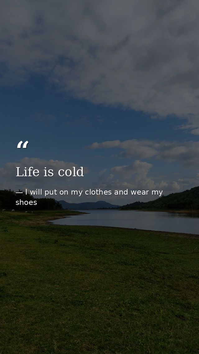 Life is cold — I will put on my clothes and wear my shoes