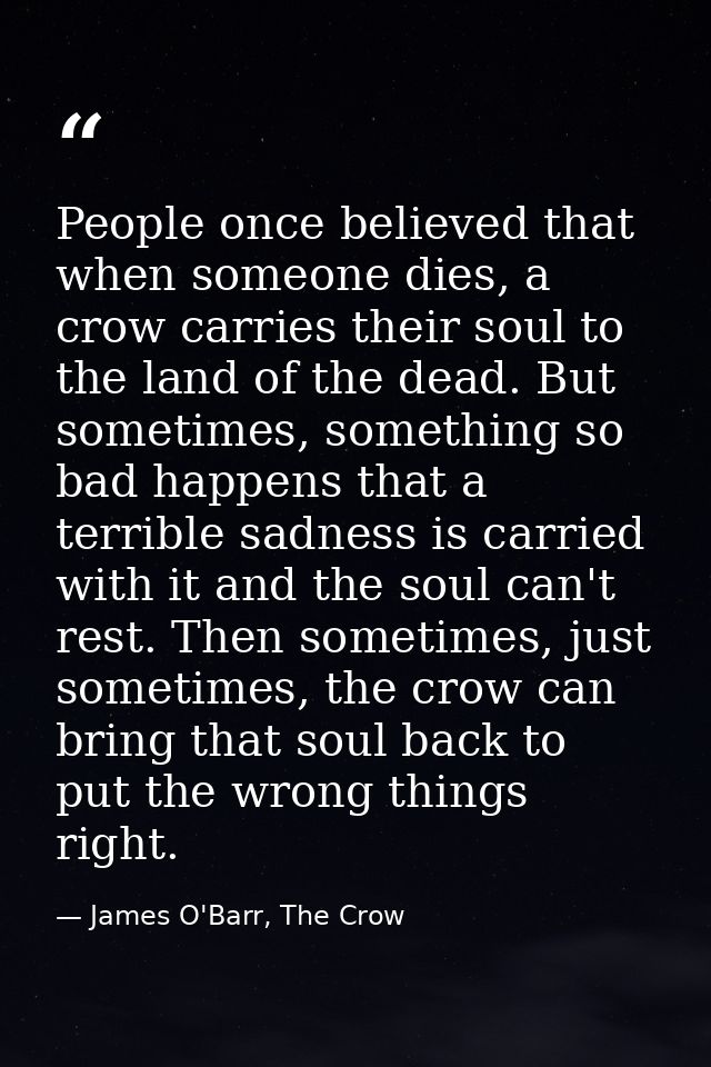 People once believed that when someone dies, a crow carries their soul to the land of the dead. But sometimes, something — James O'Barr, The Crow