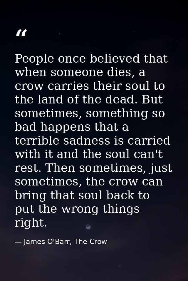 People once believed that when someone dies, a crow carries their soul to the land of the dead. But sometimes, something — James O'Barr, The Crow