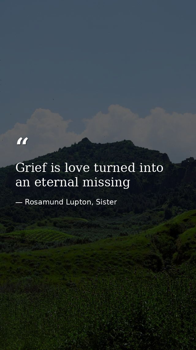 Grief is love turned into an eternal missing — Rosamund Lupton, Sister