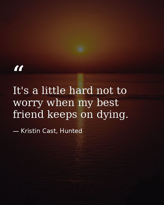 It's a little hard not to worry when my best friend keeps on dying. — Kristin Cast, Hunted