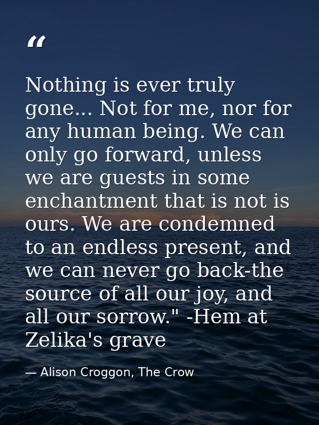 Nothing is ever truly gone... Not for me, nor for any human being. We can only go forward, unless we are guests in some  — Alison Croggon, The Crow