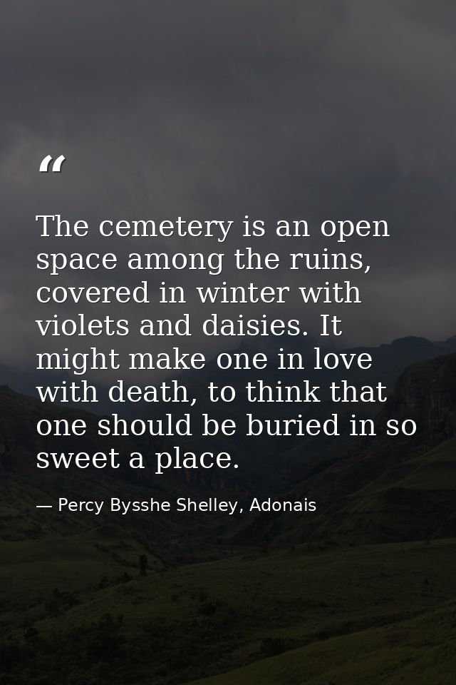 The cemetery is an open space among the ruins, covered in winter with violets and daisies. It might make one in love wit — Percy Bysshe Shelley, Adonais