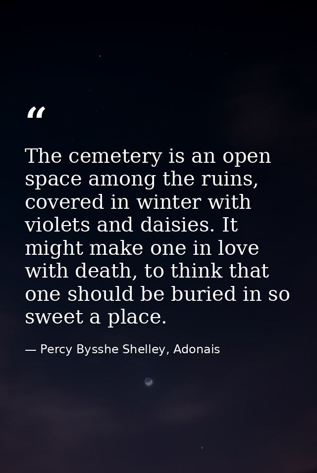 The cemetery is an open space among the ruins, covered in winter with violets and daisies. It might make one in love wit — Percy Bysshe Shelley, Adonais