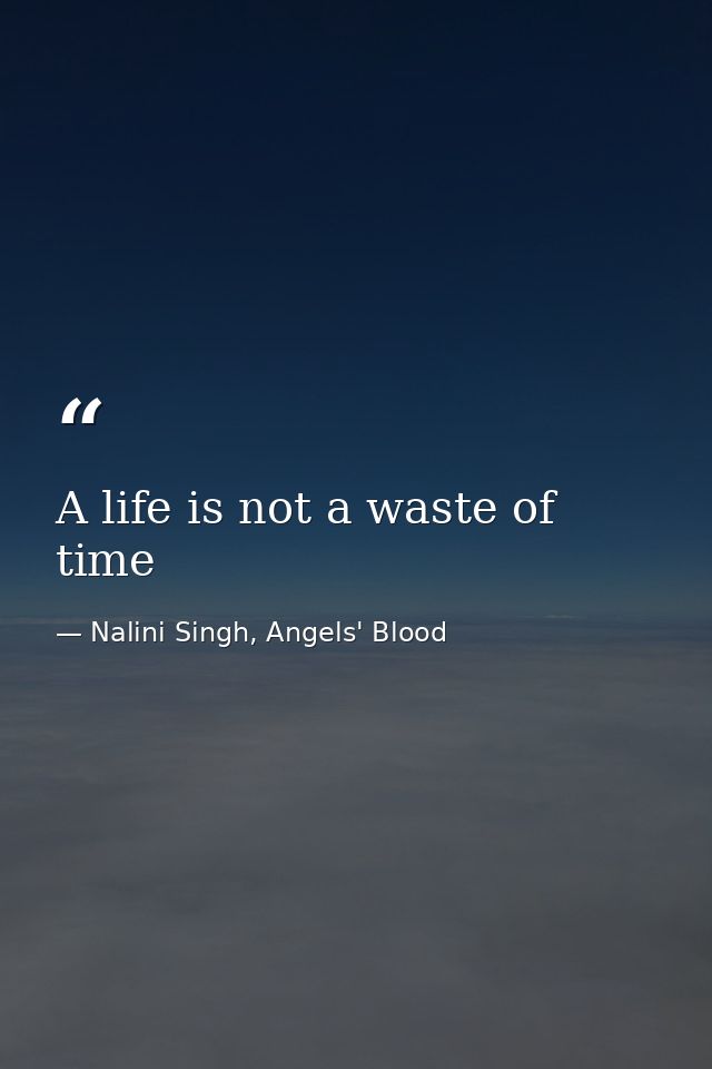 A life is not a waste of time — Nalini Singh, Angels' Blood