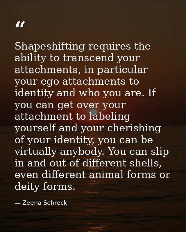 Shapeshifting requires the ability to transcend your attachments, in particular your ego attachments to identity and who — Zeena Schreck