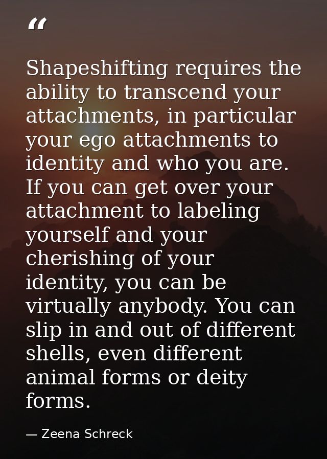 Shapeshifting requires the ability to transcend your attachments, in particular your ego attachments to identity and who — Zeena Schreck