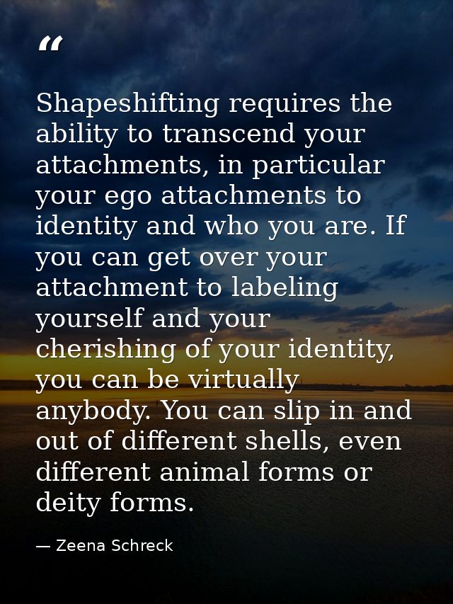 Shapeshifting requires the ability to transcend your attachments, in particular your ego attachments to identity and who — Zeena Schreck