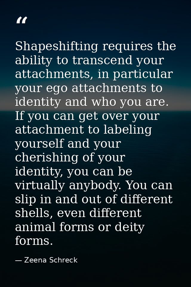 Shapeshifting requires the ability to transcend your attachments, in particular your ego attachments to identity and who — Zeena Schreck