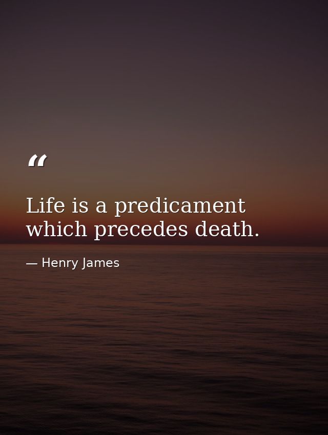 Life is a predicament which precedes death. — Henry James