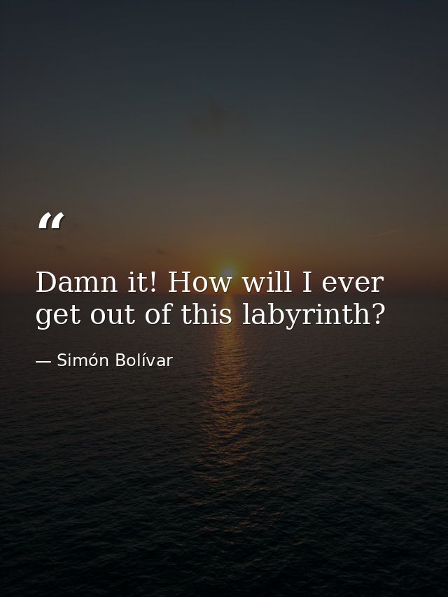 Damn it! How will I ever get out of this labyrinth? — Simón Bolívar