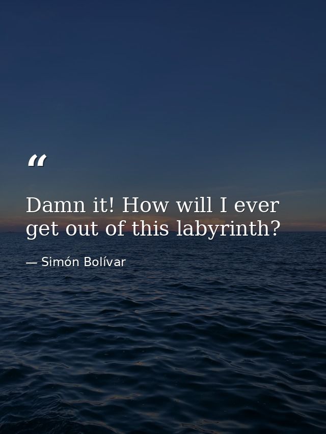 Damn it! How will I ever get out of this labyrinth? — Simón Bolívar