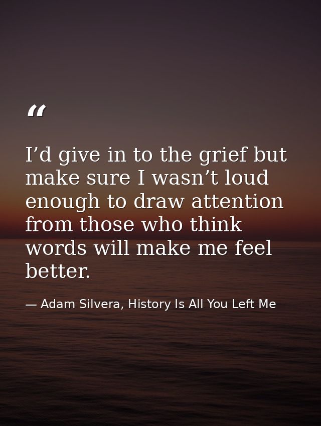 I’d give in to the grief but make sure I wasn’t loud enough to draw attention from those who think words will make me fe — Adam Silvera, History Is All You Left Me