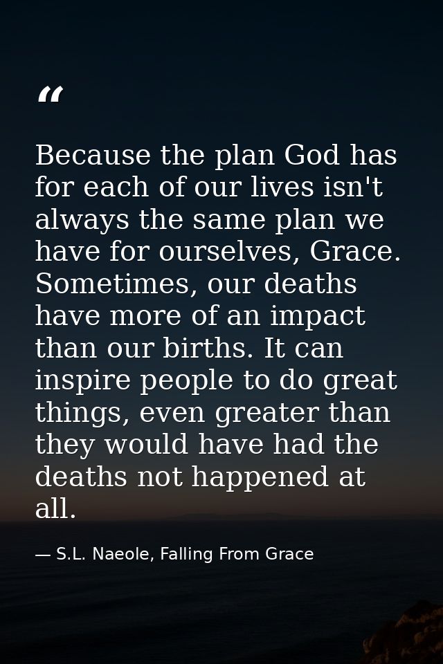 Because the plan God has for each of our lives isn't always the same plan we have for ourselves, Grace. Sometimes, our d — S.L. Naeole, Falling From Grace