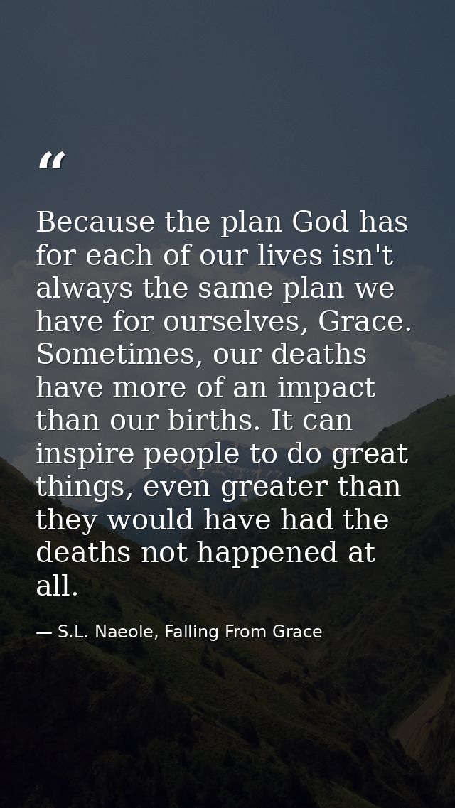 Because the plan God has for each of our lives isn't always the same plan we have for ourselves, Grace. Sometimes, our d — S.L. Naeole, Falling From Grace