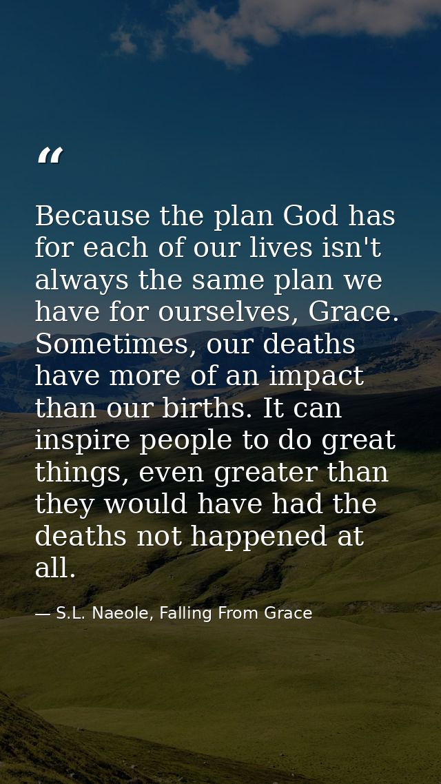 Because the plan God has for each of our lives isn't always the same plan we have for ourselves, Grace. Sometimes, our d — S.L. Naeole, Falling From Grace