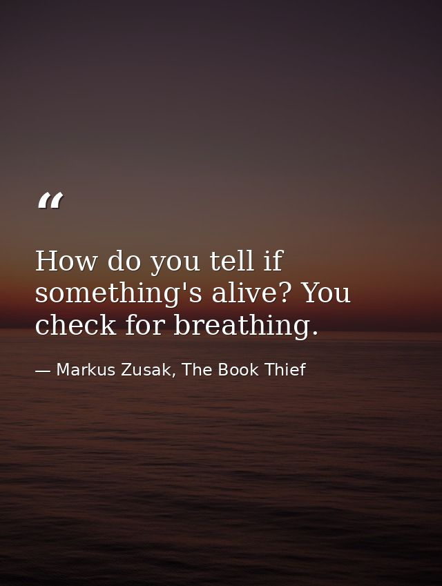 How do you tell if something's alive? You check for breathing. — Markus Zusak, The Book Thief