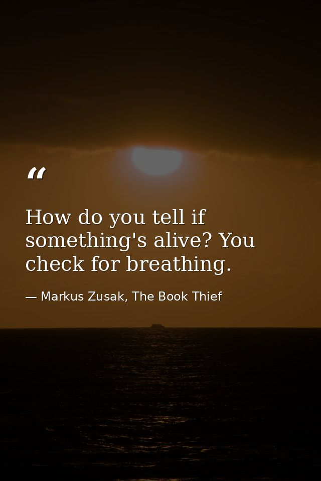 How do you tell if something's alive? You check for breathing. — Markus Zusak, The Book Thief