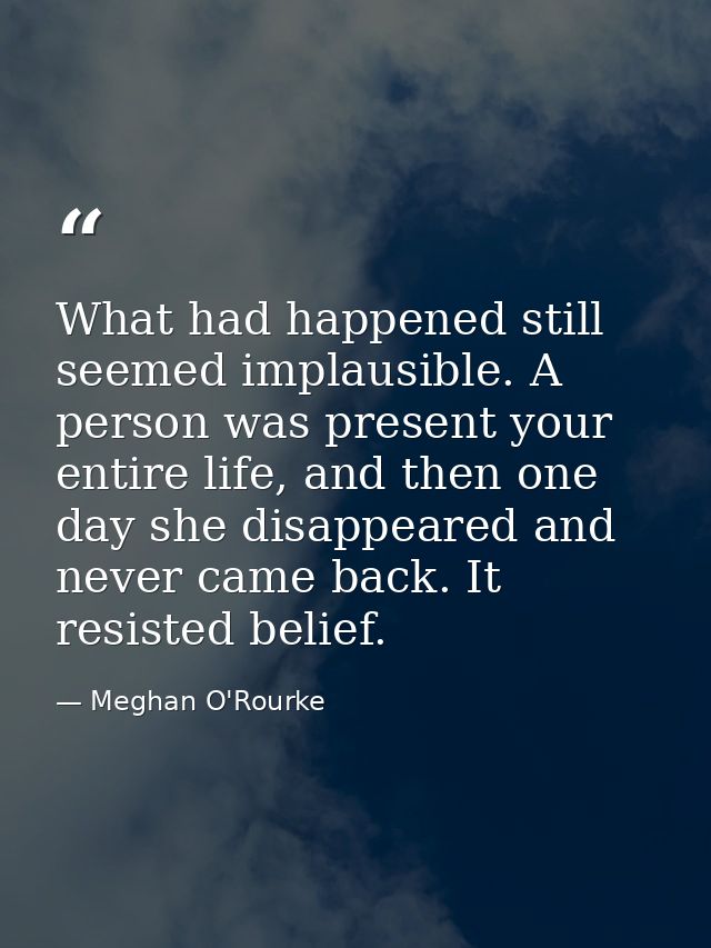 What had happened still seemed implausible. A person was present your entire life, and then one day she disappeared and  — Meghan O'Rourke