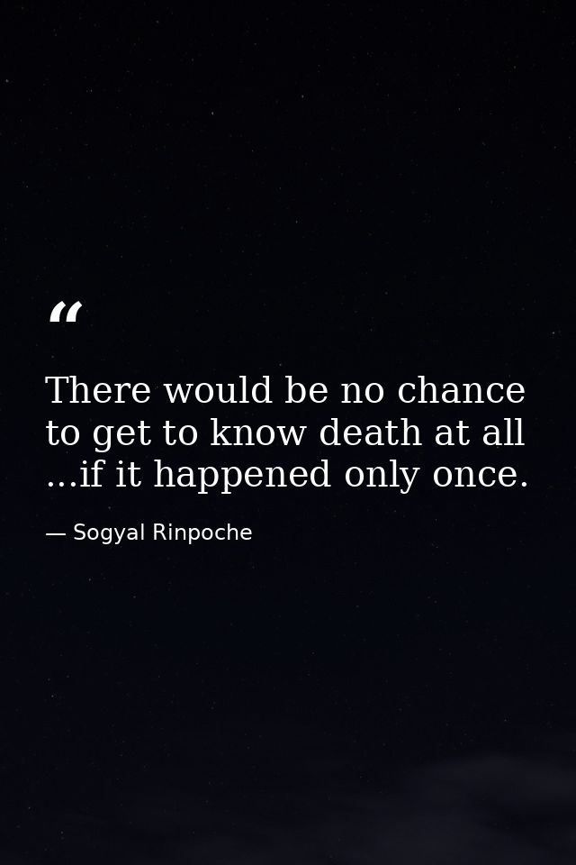 There would be no chance to get to know death at all ...if it happened only once. — Sogyal Rinpoche