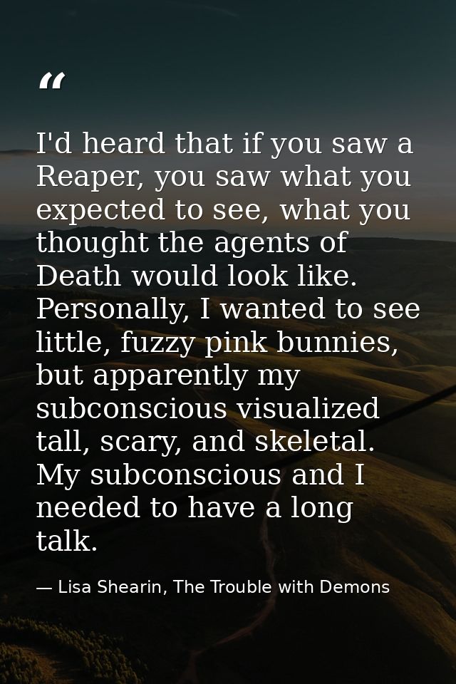 I'd heard that if you saw a Reaper, you saw what you expected to see, what you thought the agents of Death would look li — Lisa Shearin, The Trouble with Demons