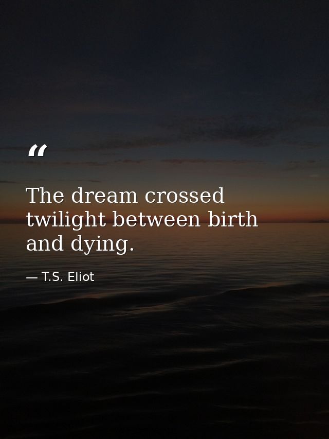The dream crossed twilight between birth and dying. — T.S. Eliot