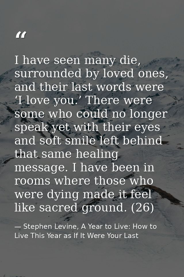 I have seen many die, surrounded by loved ones, and their last words were ‘I love you.’ There were some who could no lon — Stephen Levine, A Year to Live: How to Live This Year as If It Were Your Last