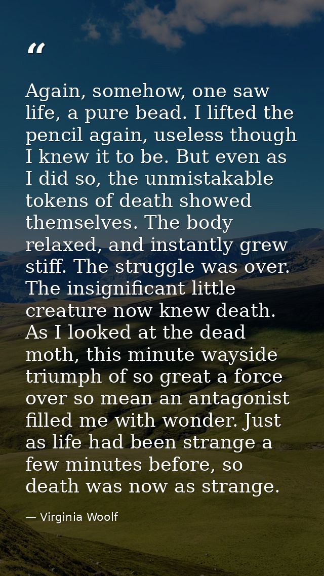 Again, somehow, one saw life, a pure bead. I lifted the pencil again, useless though I knew it to be. But even as I did  — Virginia Woolf