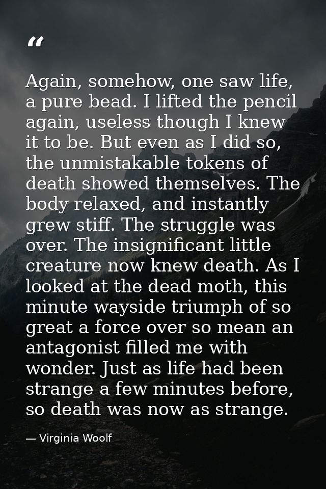 Again, somehow, one saw life, a pure bead. I lifted the pencil again, useless though I knew it to be. But even as I did  — Virginia Woolf