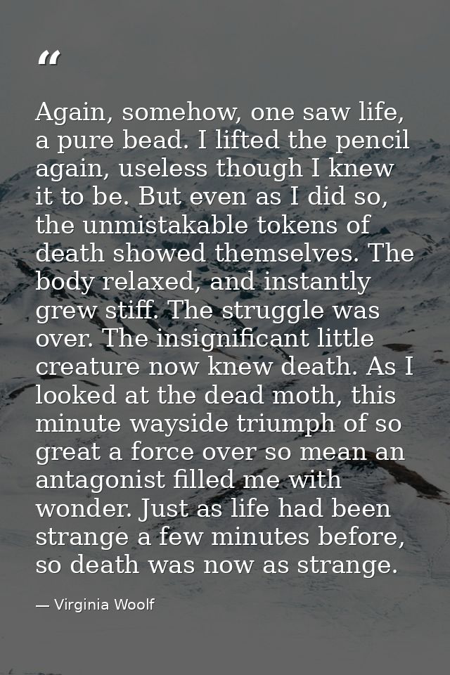 Again, somehow, one saw life, a pure bead. I lifted the pencil again, useless though I knew it to be. But even as I did  — Virginia Woolf