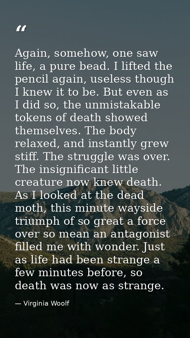 Again, somehow, one saw life, a pure bead. I lifted the pencil again, useless though I knew it to be. But even as I did  — Virginia Woolf