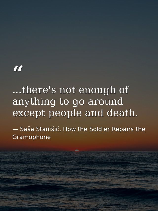 ...there's not enough of anything to go around except people and death. — Saša Stanišić, How the Soldier Repairs the Gramophone