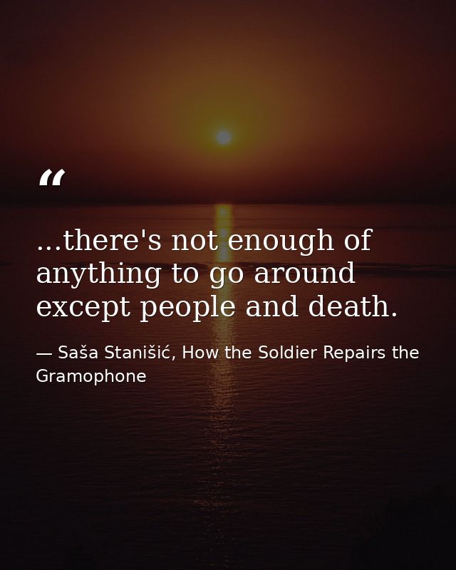 ...there's not enough of anything to go around except people and death. — Saša Stanišić, How the Soldier Repairs the Gramophone