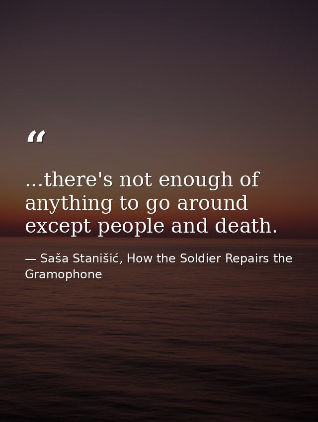 ...there's not enough of anything to go around except people and death. — Saša Stanišić, How the Soldier Repairs the Gramophone