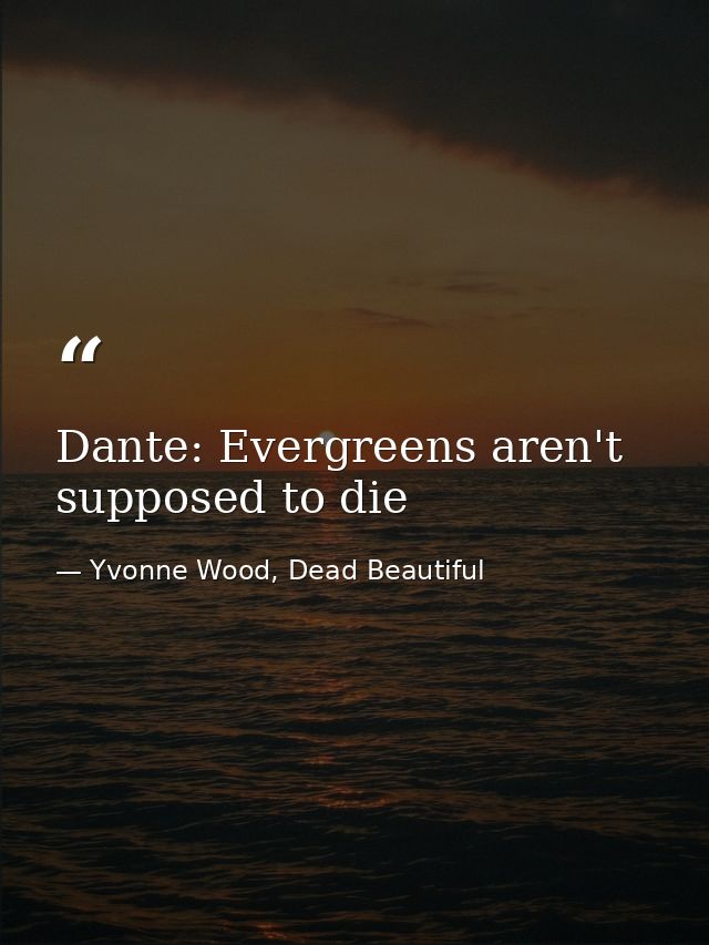 Dante: Evergreens aren't supposed to die — Yvonne Wood, Dead Beautiful