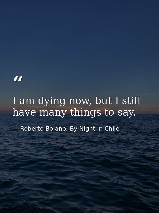 I am dying now, but I still have many things to say. — Roberto Bolaño, By Night in Chile