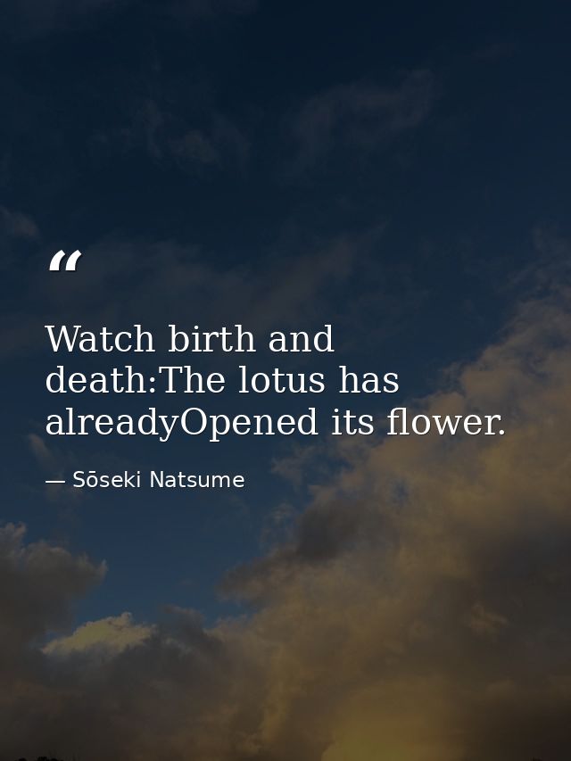 Watch birth and death:The lotus has alreadyOpened its flower. — Sōseki Natsume