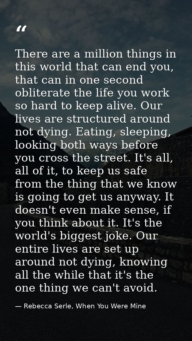 There are a million things in this world that can end you, that can in one second obliterate the life you work so hard t — Rebecca Serle, When You Were Mine