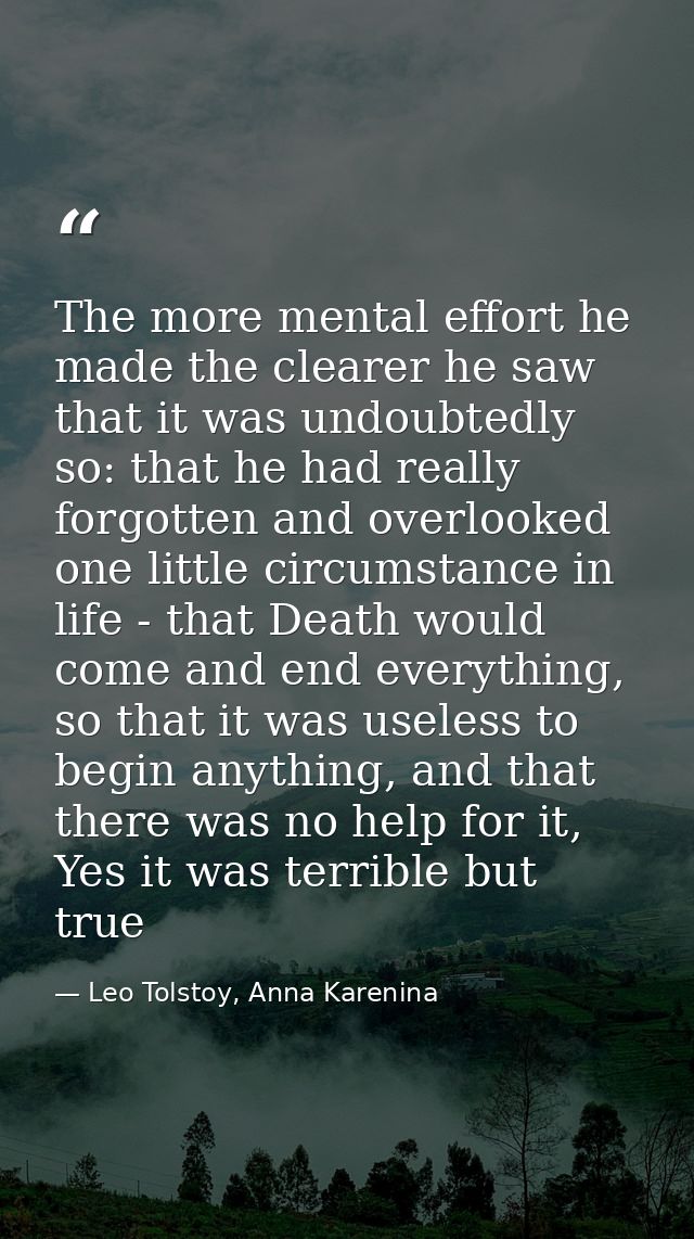 The more mental effort he made the clearer he saw that it was undoubtedly so: that he had really forgotten and overlooke — Leo Tolstoy, Anna Karenina