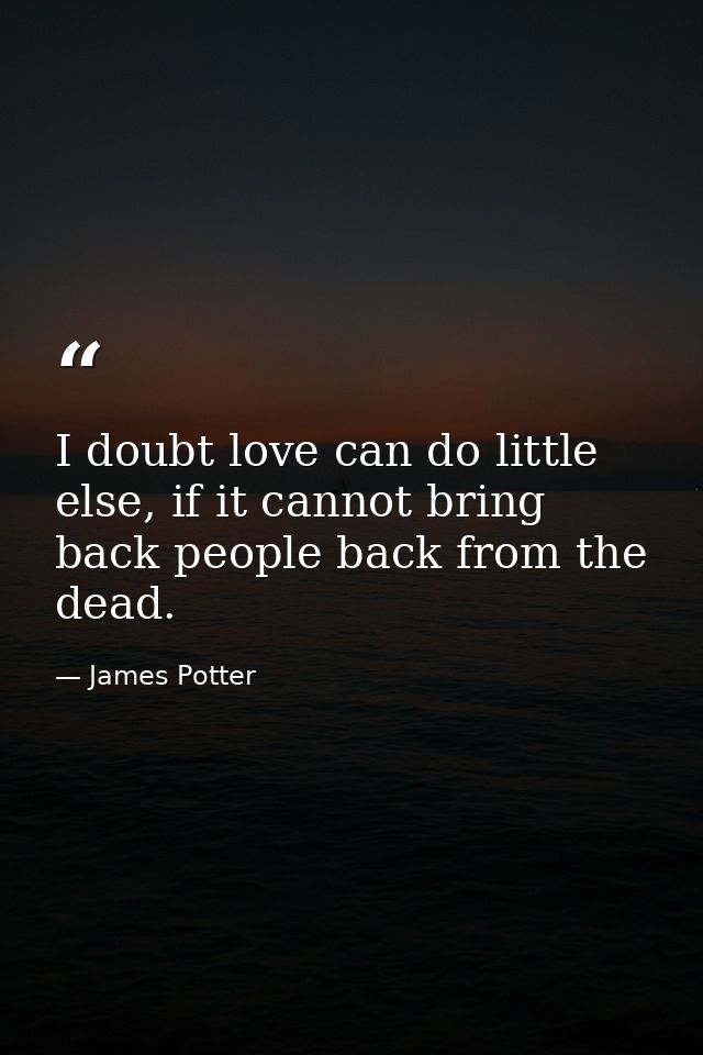 I doubt love can do little else, if it cannot bring back people back from the dead. — James Potter