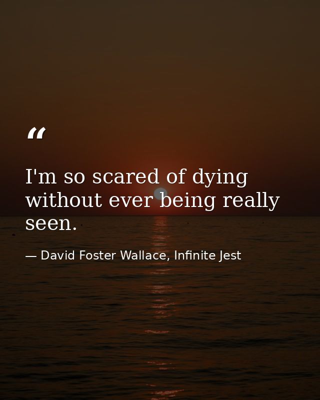 I'm so scared of dying without ever being really seen. — David Foster Wallace, Infinite Jest