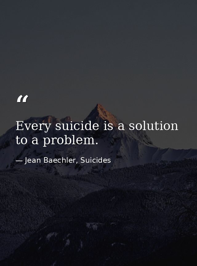 Every suicide is a solution to a problem. — Jean Baechler, Suicides